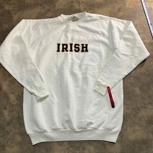 Team Edition Sweatshirt Mens XL White Notre Dame Irish Embroidered Vintage Style